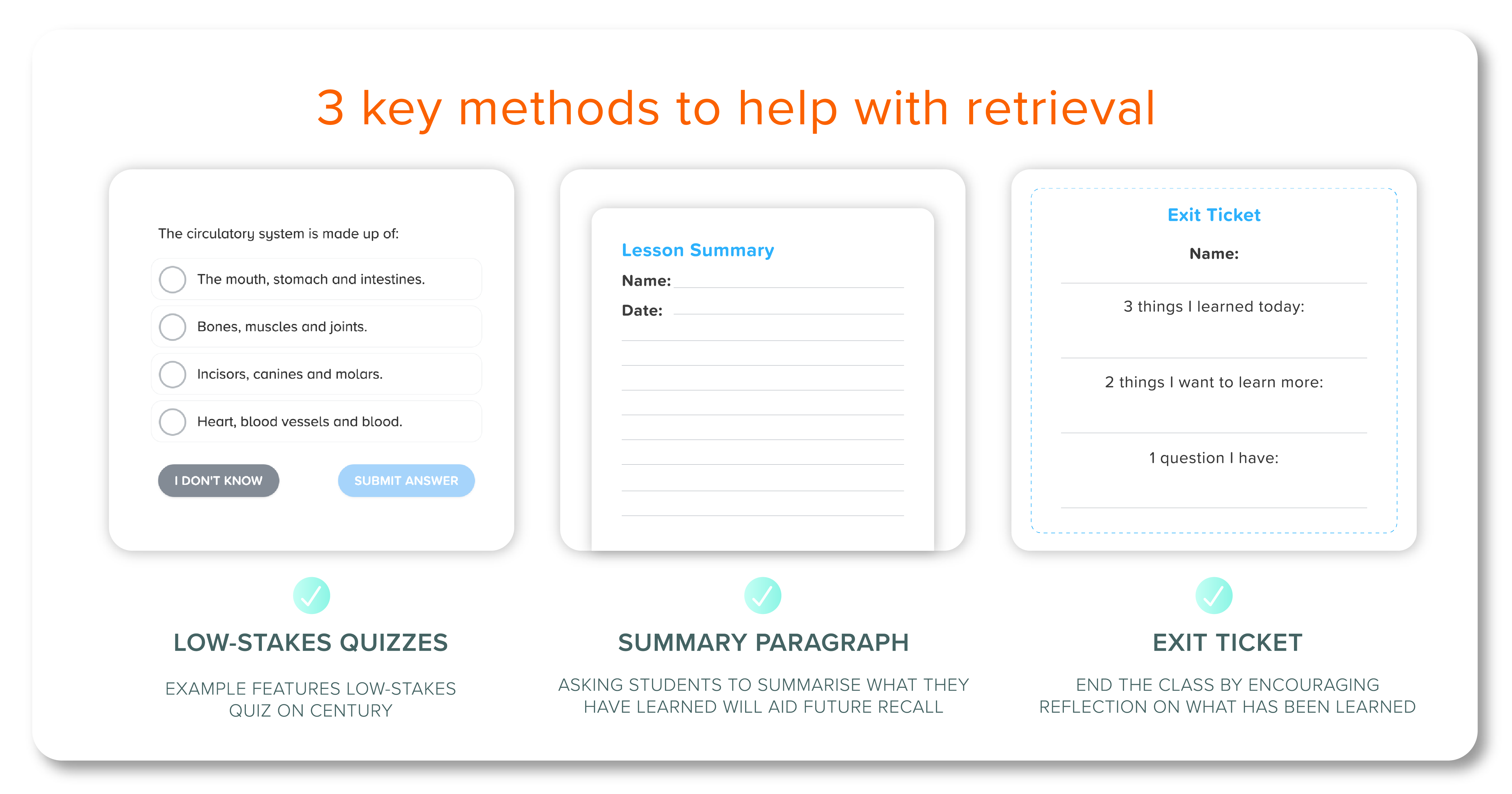 3 key methods to help with retrieval practice