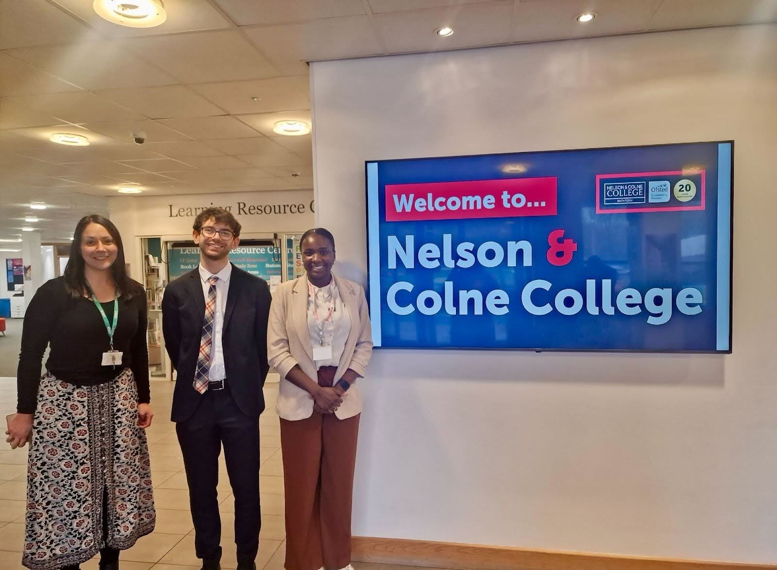 Staff from CENTURY, the AI-powered teaching and learning platform, meet Joanne Rumney, Head of Division Maths and English at Nelson & Colne College