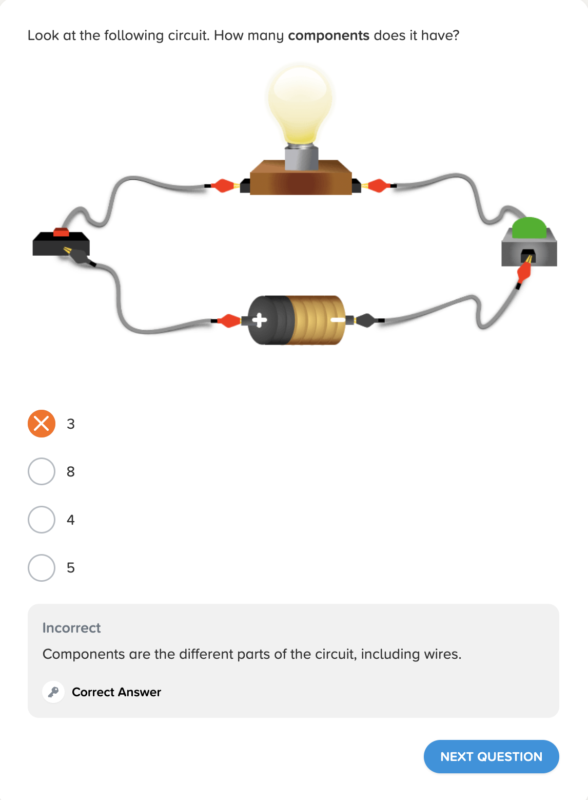 Circuits question with feedback to an incorrect answer