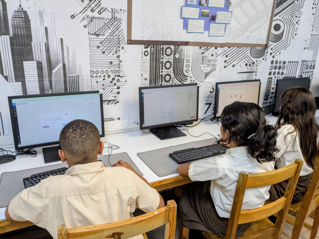 Students at Abraham Lincoln School learning on CENTURY on classroom computers