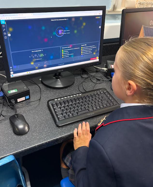 Rossall prep school pupil working through her personalised CENTURY learning path on a classroom computer